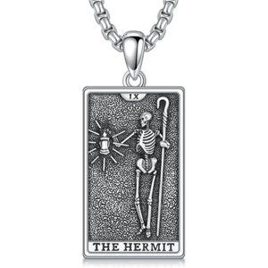 Tarot Card Necklace 925 Sterling Silver Skeleton Necklace The Sun Moon